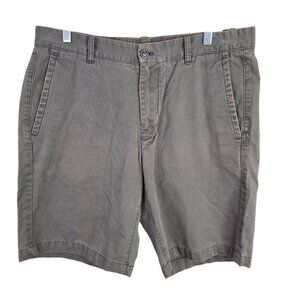 Mens Gray The Original Shorts Chino 100% Cotton 10" Inseam Flat Front Size 35